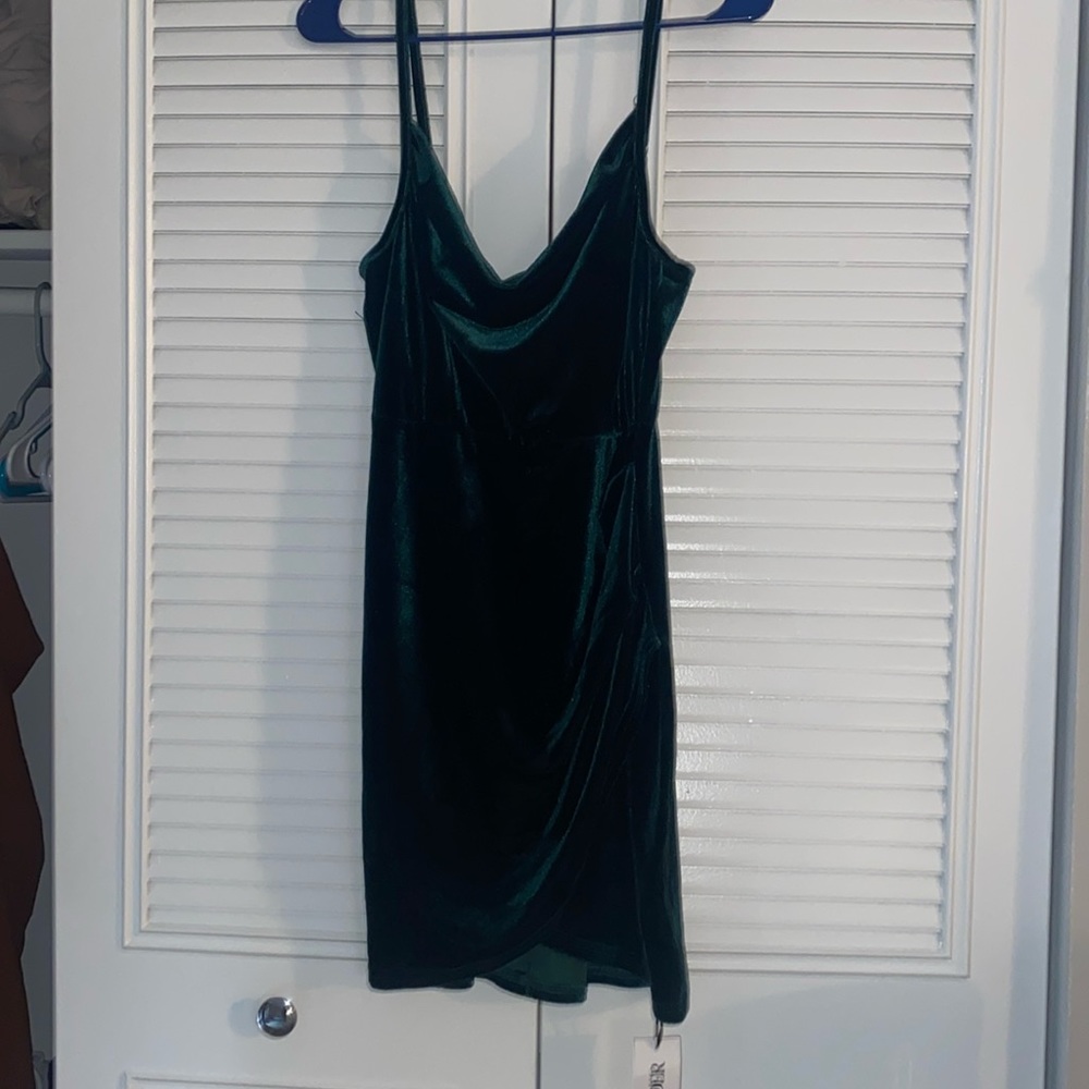 Green velvet mini dress never worn